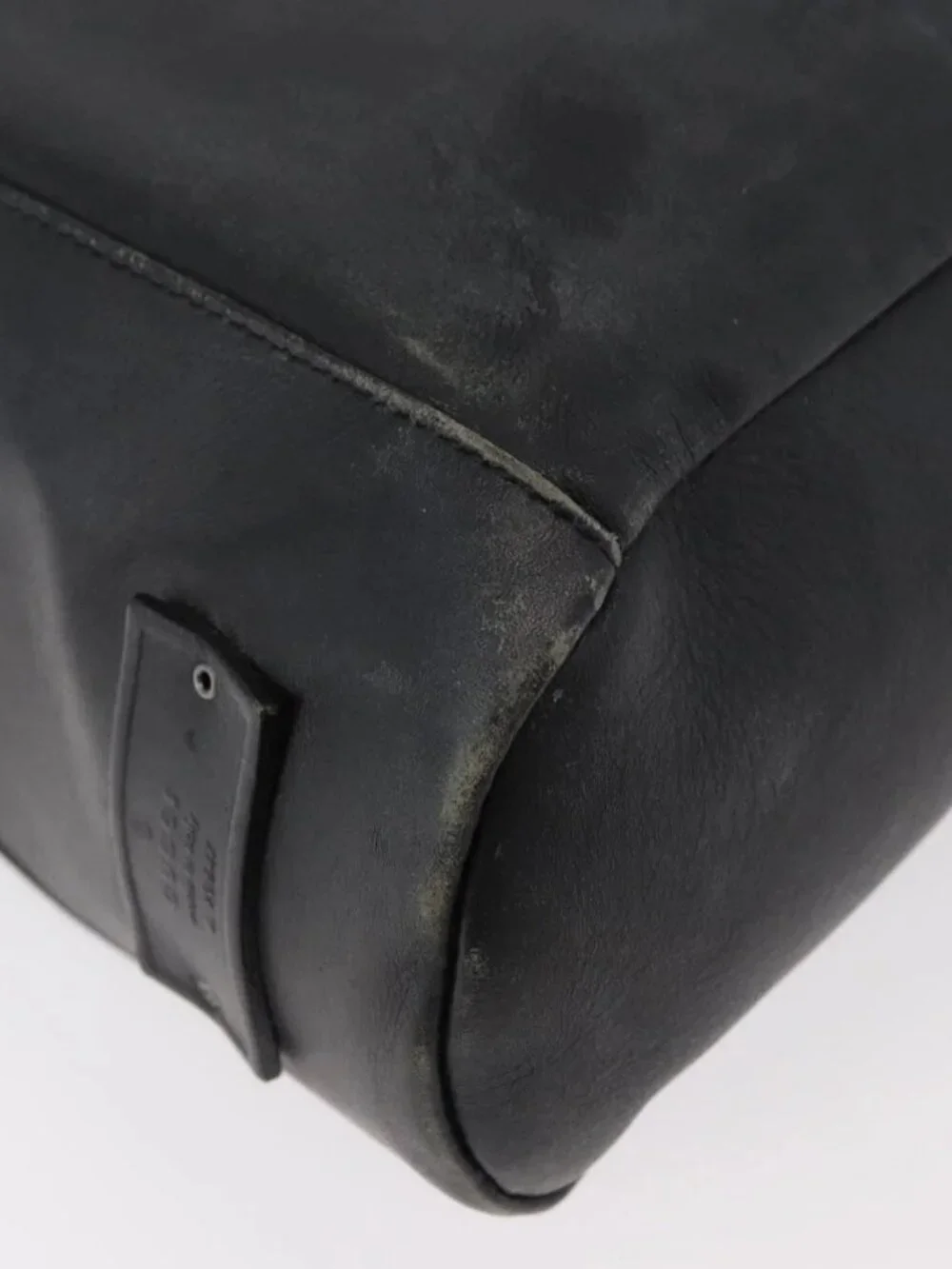 GUCCI Shoulder Bag Leather Black Silver Auth